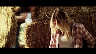 Woman standing hay pile field - christabel dennison free wallpaper