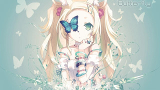 Girl butterfly gothic anime blonde - a butterfly free wallpaper for desktop
