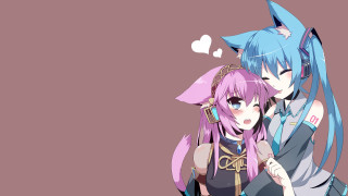 Anime characters hugging hearts background - the background of the image free wallpaper