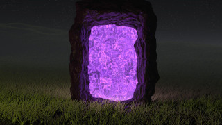 Large purple object grassy field - a grassy field free wallpaper