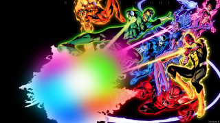 Colored lights group black background - a white circle in the middle free wallpaper