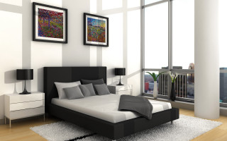 Modern european bedroom 3d rendering - the floor free wallpaper