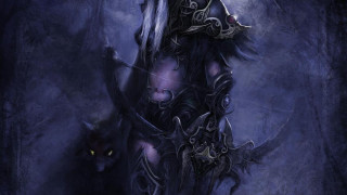 Woman cat demon shoulders dark - a dark forest free wallpaper