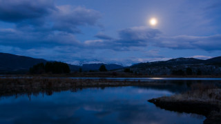 Full moon lake night mountains - full moon free wallpaper