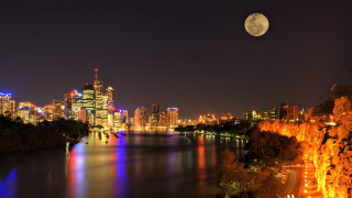 City skyline night full moon 2 - full moon free wallpaper