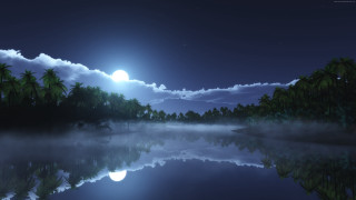 Night scene full moon lake - cryengine free wallpaper for desktop