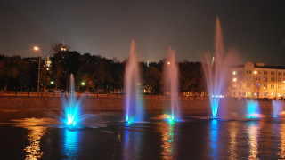 Fountains park lights nighttime group - synchromism free wallpaper
