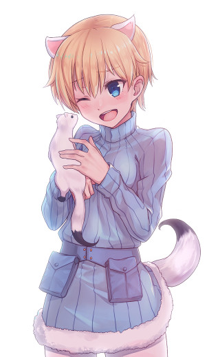 Girl blue dress holding cat 2 - armin hansen free wallpaper for mobile