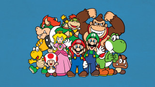 Nintendo characters group blue background - diego gisbert llorens free wallpaper