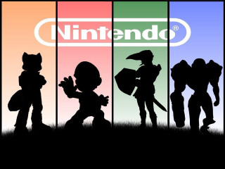 Silhouettes people nintendo logo rainbow - a rainbow background free wallpaper