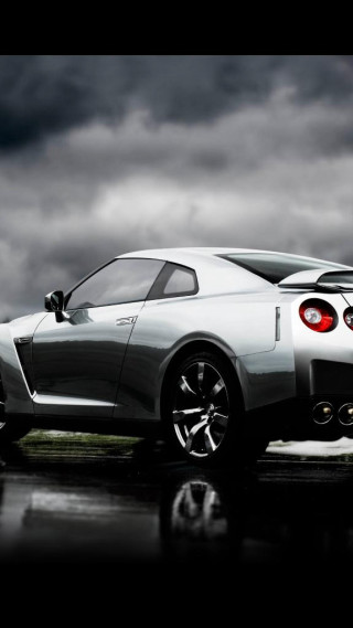 White sports car wet road 2 - free 3d render wallpaper for mobile