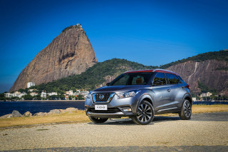 Silver nissan suv mountain lake - silver free wallpaper