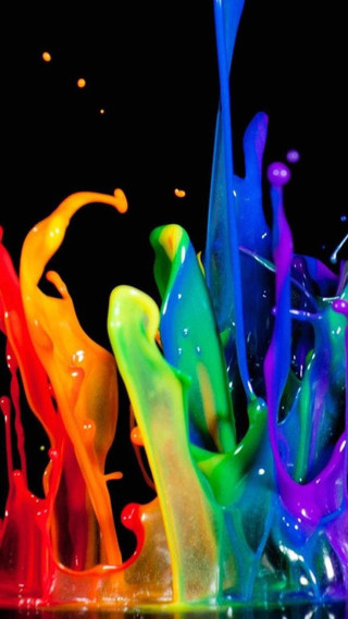 Colorful liquid pouring black background - a group free wallpaper for mobile
