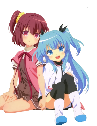 Anime girls sitting ground back - two anime girls sitting next free wallpaper