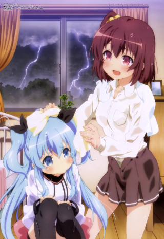 Anime girls bed room window - a cat free wallpaper for mobile