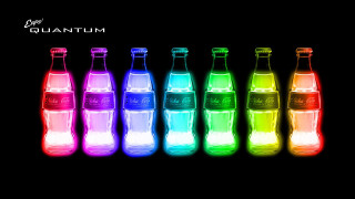 Colorful bottles black background row - neon light free wallpaper