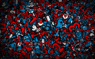 Colorful artistic background objects red - blue letter free wallpaper