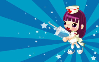 Cartoon girl holding bottle stars - a bottle free wallpaper