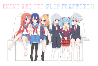 Anime girls bench thank you - flat free wallpaper