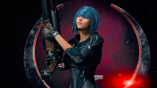 Woman gun space background stars - star and planets free wallpaper