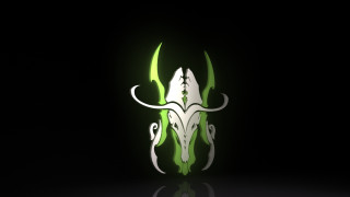 Green white animal skull reflection - conceptart free wallpaper