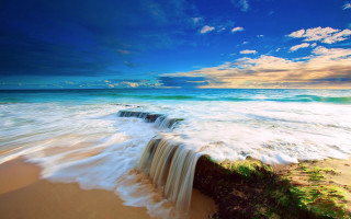 Waterfall ocean beach waves crashing 2 - arthur pan free wallpaper for desktop