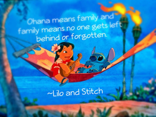Cartoon character hammock lilo stitch - a cross stitch free wallpaper