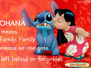 Cartoon character kissing child quote - left free wallpaper for desktop