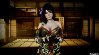 Woman kimono camera wooden floor - a large window free wallpaper