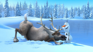 Frozen world lake snowman reindeer - frozen free wallpaper for desktop