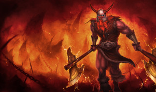 Demon large spears horns painting - a painting of a demon free wallpaper