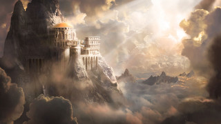 Castle in the clouds bright - cloud and mountains free wallpaper