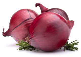 Two red onions white surface - the side of the picture free wallpaper