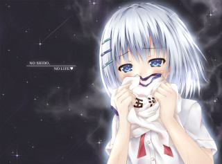 Anime girl blue eyes white 2 - star and a sky free wallpaper