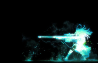 Woman gun green light face - in the dark free wallpaper