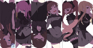 Anime girls long hair cat 9 - their shoulder free wallpaper