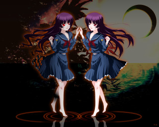 Girl blue dress mirror hands - ayako rokkaku free wallpaper for desktop