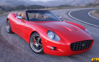 Red sports car mountain range 6 - a red sports car free wallpaper