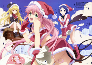 Anime girls christmas outfits hats 2 - a group of anime girls free wallpaper for desktop
