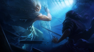 Man sword woman cave light - a sword next free wallpaper