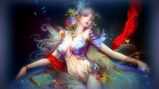 Woman butterfly body head beautiful - fantasy style free wallpaper