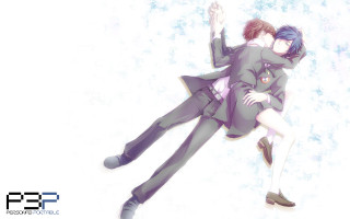 Couple hugging snowflakes air white - kyoani free wallpaper