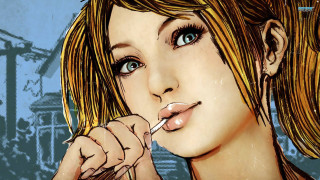 Girl toothbrush drumset background fun - comic book free wallpaper