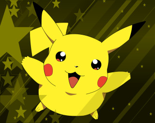 Cartoon pikachu stars green background - a cartoon pikachu free wallpaper