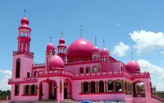 Pink building dome clocktower blue - david lachapelle free wallpaper for desktop