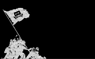 Black white mountain flag photo - ascii art free wallpaper for desktop