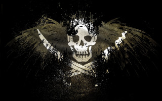 Skull wings cross dark image - a skull free wallpaper