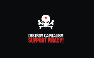 Skull crossbones destroy capitalism support - neoprimitivism free wallpaper
