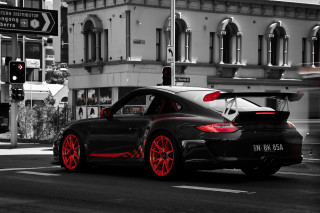 Black white car red rims 3 - red rim free wallpaper