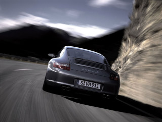 Car driving road mountains cloudy - motion blur free wallpaper